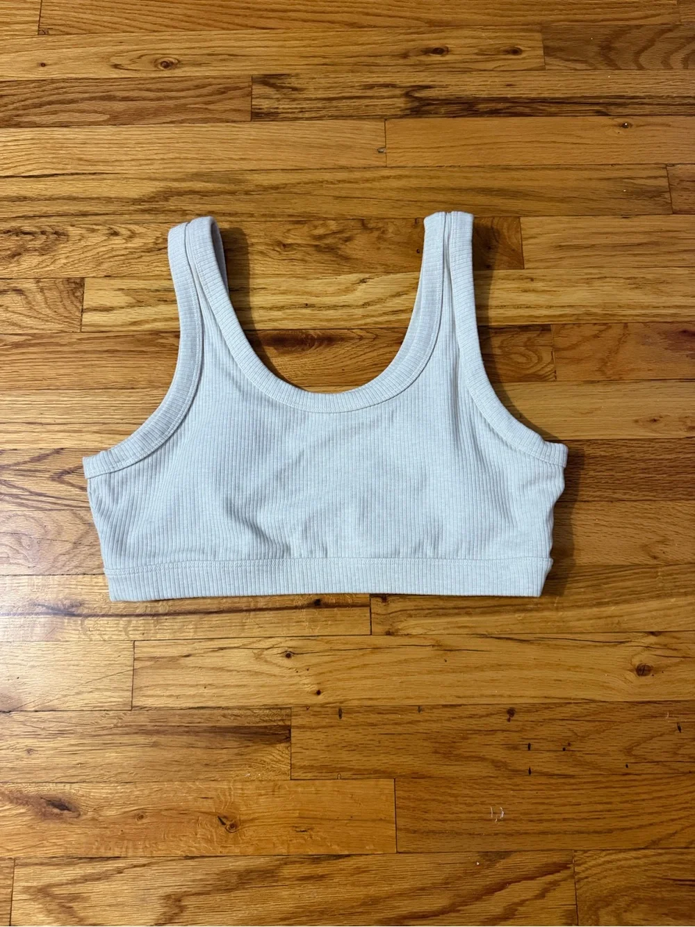 ALO Yoga Beige Ribbed Cropped Tank Top Size XL Like New